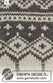 Perles du Nord / DROPS 180-2 - Souprava: pulovr s kruhovým sedlem s norským vzorem pletený shora dolů a čepice s norským vzorem pletené z příze DROPS Flora. Velikost S – XXXL.