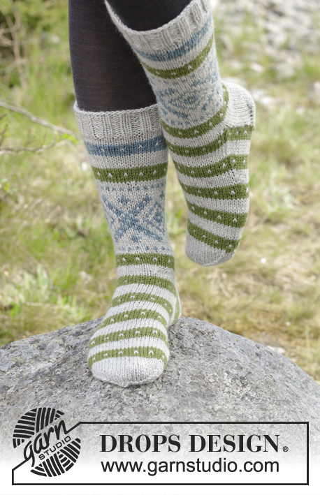 Nova Scotia Toes / DROPS 180-23 - Calcetas de punto para hombre con patrón Fana. Números 35 a 46. Las calcetas están tejidas en DROPS Karisma.