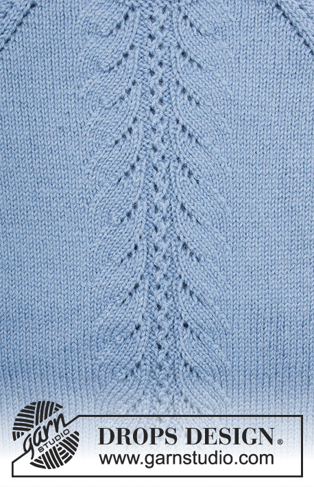 Blue Hour / DROPS 181-20 - Strikket bluse med raglan og hulmønster, strikket oppefra og ned. Størrelse S - XXXL.
Arbejdet er strikket i DROPS Lima.
