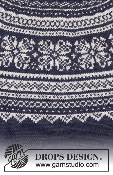 Lofoten / DROPS 181-9 - Gebreide trui met ronde pas, veelkleurig Noors patroon en A-lijn,
van boven naar beneden gebreid. Maten S - XXXL.
Het werk wordt gebreid in DROPS Lima.