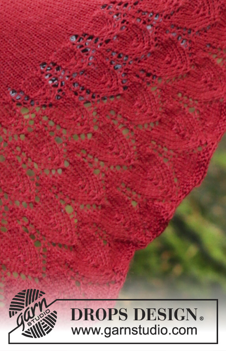 Fuego de Dragon / DROPS 183-17 - Châle tricoté en DROPS BabyAlpaca Silk, avec bordure ajourée.