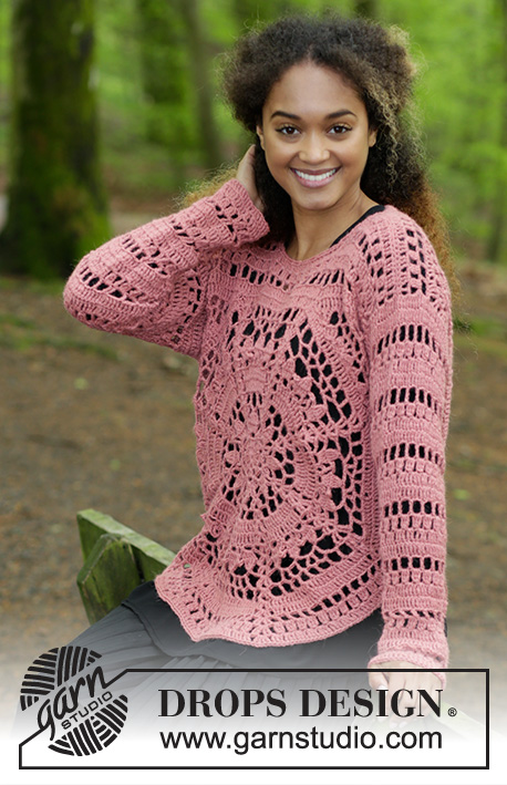Flowering Heart / DROPS 183-21 - Crocheted sweater with octagon and lace pattern. Sizes S - XXXL.
The piece is worked in DROPS Puna.