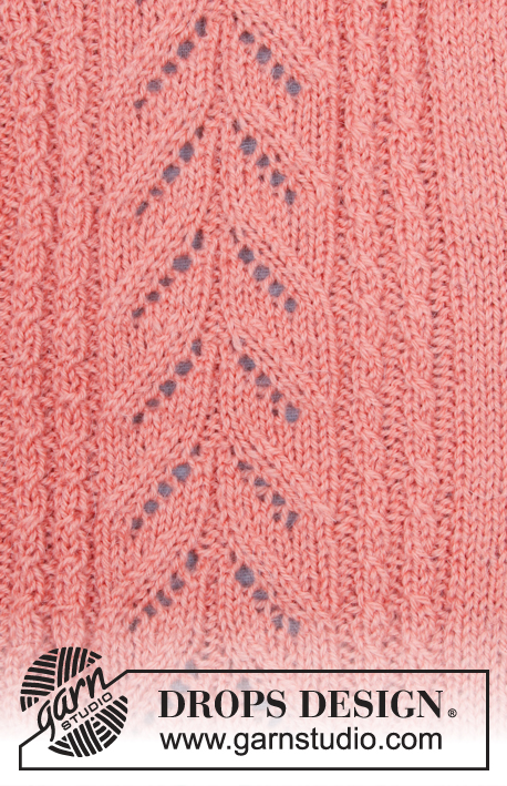 Für Elise Jacket / DROPS 183-22 - Gilet tricoté de haut en bas, avec point ajouré, petites torsades et emmanchures raglan, en DROPS Flora.  Du S au XXXL.