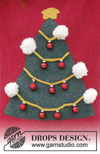 How To Be A Christmas Tree / DROPS 183-8 - Neulottu pusero joulukuusella, virkatulla tähdellä ja tupsuilla. Koot S-XXXL.
Työ neulotaan DROPS Alpaca- ja DROPS Brushed Alpaca Silk -langoista ja tupsut tehdään DROPS Snow-langasta.