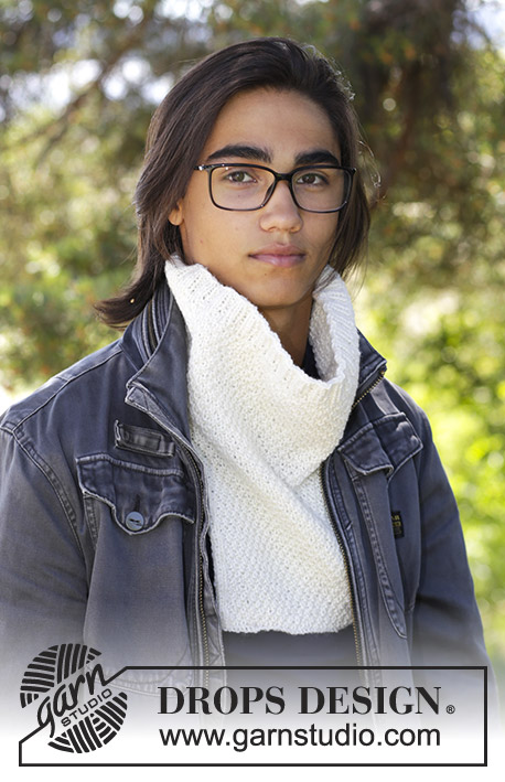 Breithorn / DROPS 185-28 - Men’s knitted neck warmer with seed stitch. 
The piece is worked in DROPS Karisma.
