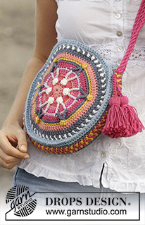 Summer Treasure / DROPS 186-10 - Saco crochetado em redondo a partir do meio, com riscas, em DROPS Paris.