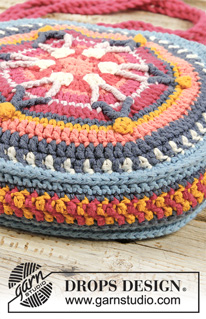Summer Treasure / DROPS 186-10 - Saco crochetado em redondo a partir do meio, com riscas, em DROPS Paris.