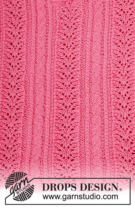 Heart by Heart / DROPS 186-17 - Pulôver tricotado em DROPS Cotton Merino, com torcidos e ponto rendado. Do S ao XXXL