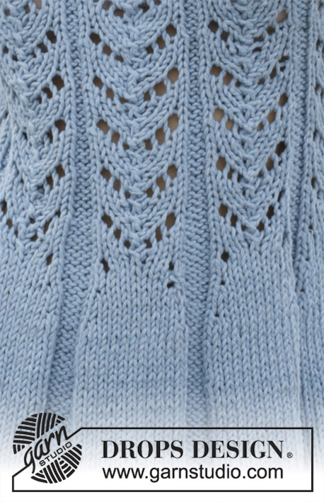 Belle Époque Sweater / DROPS 186-6 - Bluse med taljesnit, hulmønster, raglan og ¾ ærmer, strikket oppefra og ned. Størrelse S - XXXL. Arbejdet er strikket i DROPS Big Merino.
