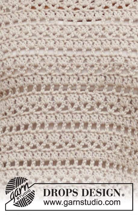 Miles Away / DROPS 187-2 - Crocheted jumper with lace pattern. Sizes S - XXXL. The piece is worked in DROPS Cotton Light.