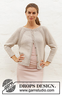 Madrid Cardigan / DROPS 188-20 - Knitted jacket with raglan, cables, lace pattern and split in sides, worked top down. Sizes S - XXXL. The piece is worked in DROPS Cotton Light.