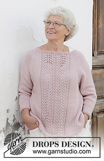 Teresa Sweater / DROPS 188-26 - Jersey de punto con patrón de calados y raglán. Tallas S – XXXL. La pieza está tejida en DROPS Paris.