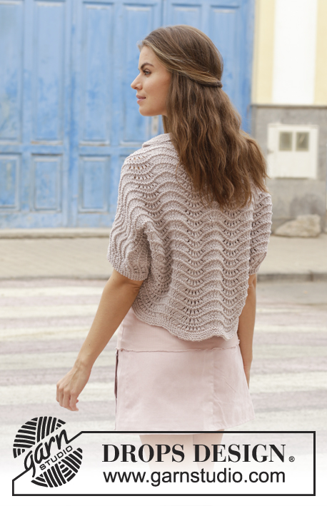Billowing Rose / DROPS 188-32 - Knitted bolero with wave pattern. Size: S - XXXL Piece is knitted in DROPS Big Merino.