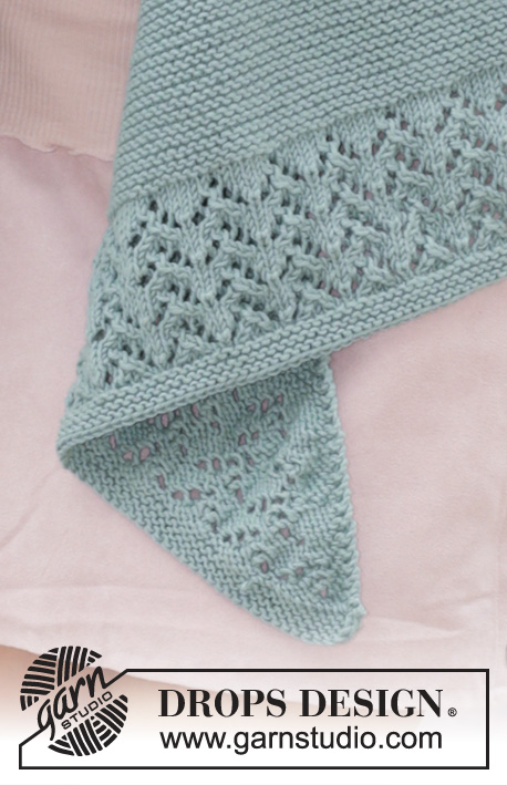 Diandra / DROPS 188-39 - Knitted stole with garter stitch and diagonal lace pattern. The piece is worked in DROPS Cotton Merino or DROPS Sky.