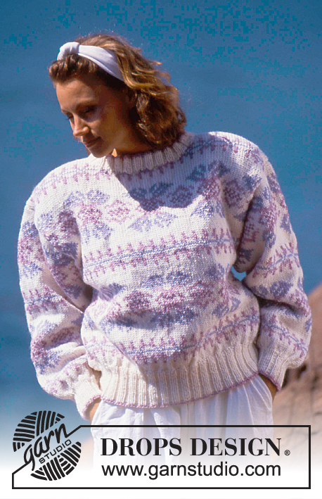 DROPS 19-22 - Sweter na drutach, z żakardem, z włóczki DROPS Alaska. Od S do L.