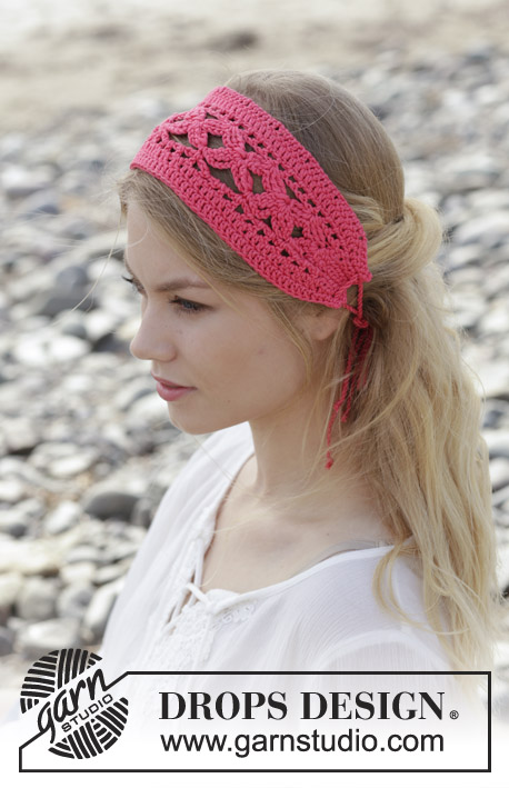Emmylou / DROPS 190-8 - Headband crocheté avec point ajouré, en DROPS Muskat.