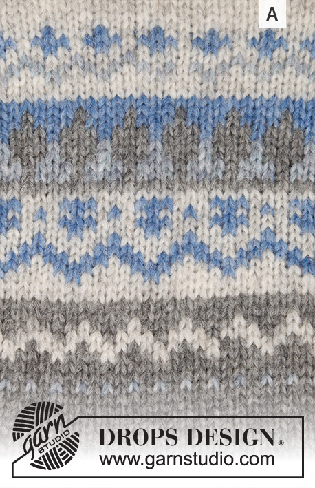 Nougat / DROPS 191-12 - Strikket bluse med rundt bærestykke og nordisk mønster, strikket oppefra og ned. Størrelse S - XXXL. Arbejdet er strikket i DROPS Air