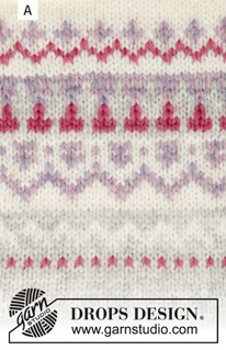 Nougat Cardigan / DROPS 191-3 - Strikket jakke med rundt bærestykke og nordisk mønster, strikket oppefra og ned. Størrelse S - XXXL. Arbejdet er strikket i DROPS Air