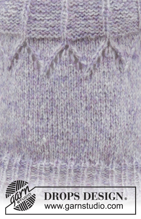 Fair Lily / DROPS 191-4 - Kötött pulóver csipkemintával és kerek vállrésszel, fentről lefelé kötve S - XXXL méretekben, A darabot DROPS Brushed Alpaca Silk és DROPS Air fonalból készítjük