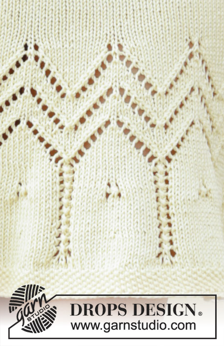 Embrace of the Sun / DROPS 191-5 - Robe tricotée de haut en bas, avec point ajouré, empiècement arrondi et manches courtes, en DROPS Muskat. Du S au XXXL.