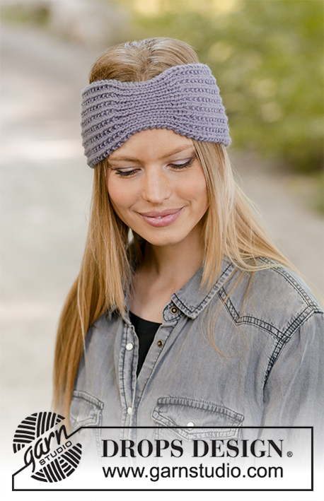 Lavender Meeting / DROPS 192-58 - Knitted head band in DROPS Nepal. Piece is knitted back and forth with texture.