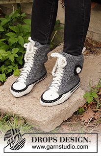 Cool Kicks / DROPS 193-6 - Crocheted slippers in DROPS Snow. Sizes 35 – 43 = US 5 – 10 1/2.