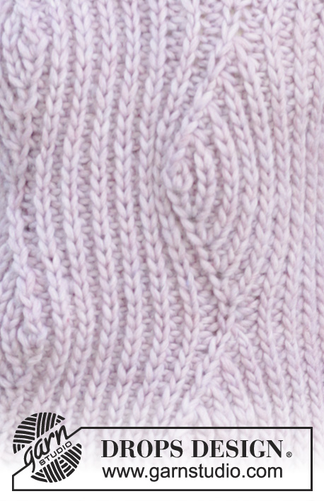 Autumn Blush / DROPS 194-22 - Sweter na drutach z włóczki DROPS Snow, z fałszywym ściegiem angielskim i przesunięciami. Od S do XXXL