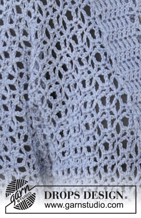 Viola Hive / DROPS 194-34 - Gilet crocheté en DROPS BabyMerino, en point ajouré avec manches kimono. Du S au XXXL.