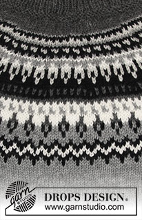 Night Shades / DROPS 195-19 - Pulôver tricotado de baixo para cima em DROPS Karisma, com encaixe arredondado e jacquard norueguês. Do S ao XXXL