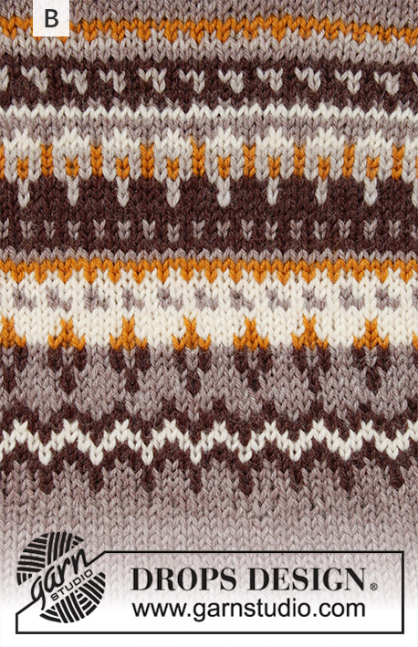 Night Shades / DROPS 195-19 - Strikket genser med rundfelling i DROPS Karisma. Arbeidet er strikket nedenfra og opp med nordisk mønster. Størrelse S - XXXL.