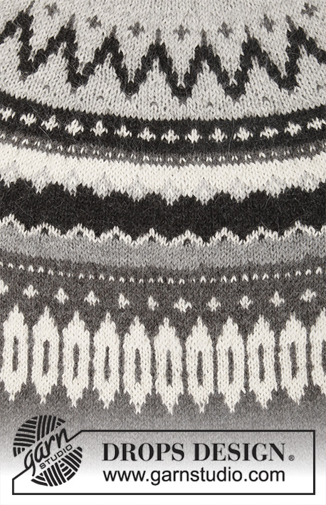 Steingard / DROPS 195-6 - Knitted jumper in DROPS Puna. The piece is worked top down with round yoke and Nordic pattern. Sizes S - XXXL.