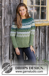 Bardu / DROPS 196-9 - Knitted sweater with round yoke in DROPS Air. The piece is worked top down with Nordic pattern. Sizes S - XXXL.