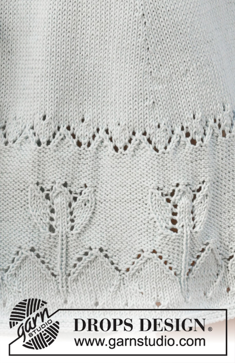 Spring Tulip / DROPS 199-45 - Saia tricotada em DROPS Muskat, com ponto rendado de túlipas. Do S ao XXXL.