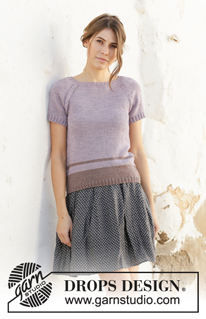 Lonely Horizon / DROPS 201-15 - Knitted top in DROPS BabyMerino. Piece is knitted top down with raglan and stripes. Size: S - XXXL