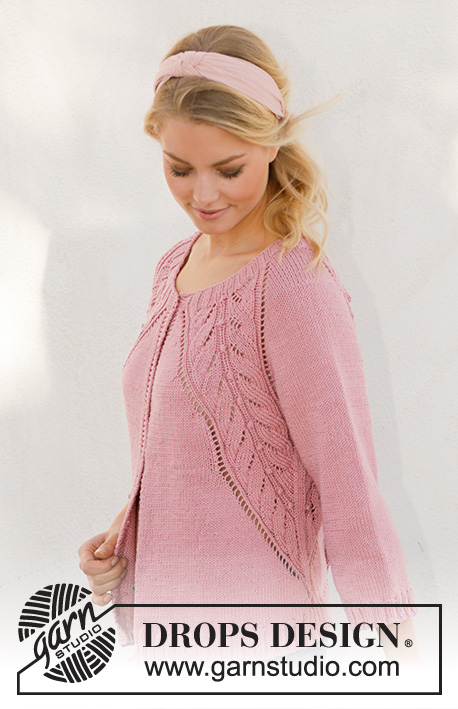 Sweet Heather Jacket / DROPS 201-19 - Knitted jacket with raglan in DROPS Muskat. Piece is knitted top down with lace pattern. Size: S - XXXL