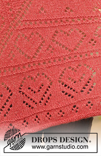 Heart Me / DROPS 202-24 - Strikket sjal i DROPS Air. Arbejdet er strikket oppefra og ned med hulmønster og retstrik.