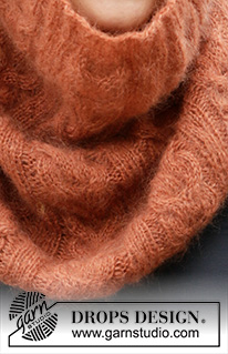Warm Feelings / DROPS 204-30 - Tour de cou tricoté avec 2 fils DROPS Kid-Silk ou 1 fil Brushed Alpaca Silk, avec torsades.
