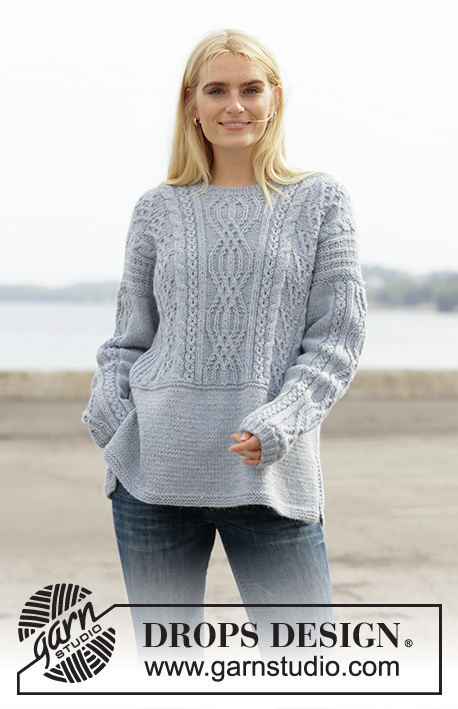 Mists of Time / DROPS 205-28 - Knitted sweater in DROPS Alaska. The piece is worked with cables and texture. Sizes S - XXXL.