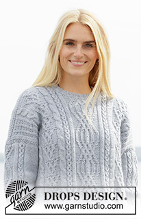 Mists of Time / DROPS 205-28 - Knitted jumper in DROPS Alaska. The piece is worked with cables and texture. Sizes S - XXXL.