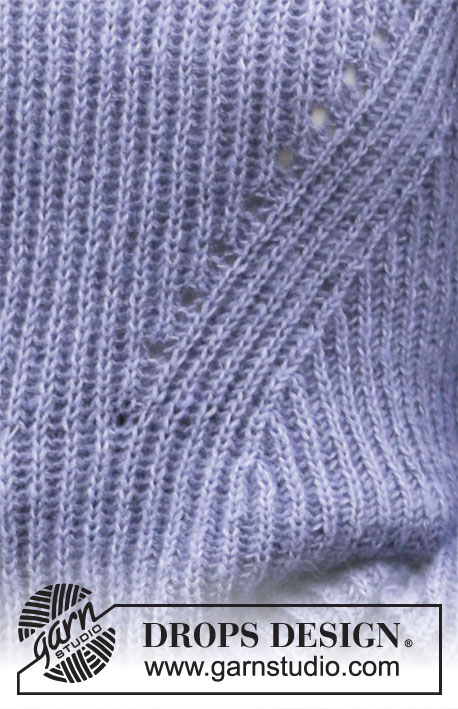 Tender Memories / DROPS 205-34 - Knitted jumper with English rib in DROPS Alpaca and DROPS Kid-Silk. The piece is worked with displacements and a double neck. Sizes S - XXXL.