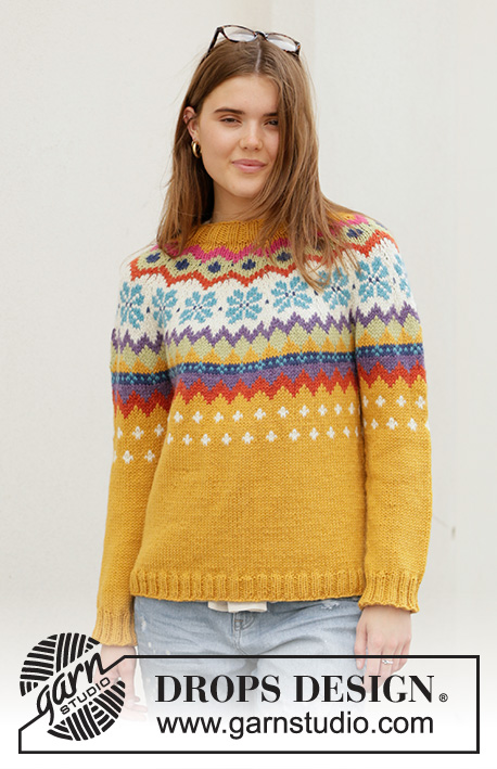 Winter Escape / DROPS 205-4 - Knitted jumper with round yoke in DROPS Nepal. The piece is worked top down with Nordic pattern. Sizes S - XXXL.