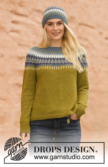 Heim / DROPS 207-1 - Knitted jumper in DROPS Alpaca. The piece is worked top down with round yoke and Nordic pattern on the yoke. Sizes S - XXXL.
Knitted hat with Nordic pattern in DROPS Alpaca.