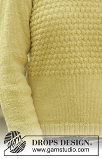 Golden Puffs / DROPS 207-17 - Knitted sweater in DROPS BabyMerino. The piece is worked in stockinette stitch with textured pattern. Sizes S - XXXL.