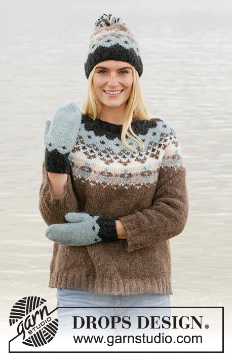 Winter Fjords / DROPS 207-21 - Knitted jumper with round yoke in DROPS Air. Piece is knitted top down with Nordic pattern. Size: S - XXXL