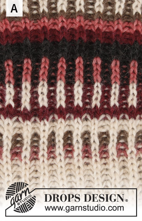 Urban Autumn / DROPS 207-26 - Pulôver tricotado de cima para baixo e gorro em canelado inglês liso e bicolor às riscas, em DROPS Air. Do S ao XXXL.