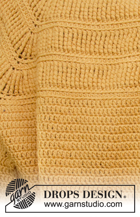 Sunny Trails / DROPS 207-28 - Crocheted jumper with raglan in DROPS Lima. The piece is worked top down with stripes in texture with quintuple-treble crochets. Sizes S - XXXL.