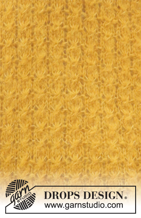 Golden Vintage / DROPS 207-34 - Strikket bluse i DROPS Brushed Alpaca Silk. Arbejdet strikkes med stjernemønster. Størrelse S - XXXL.