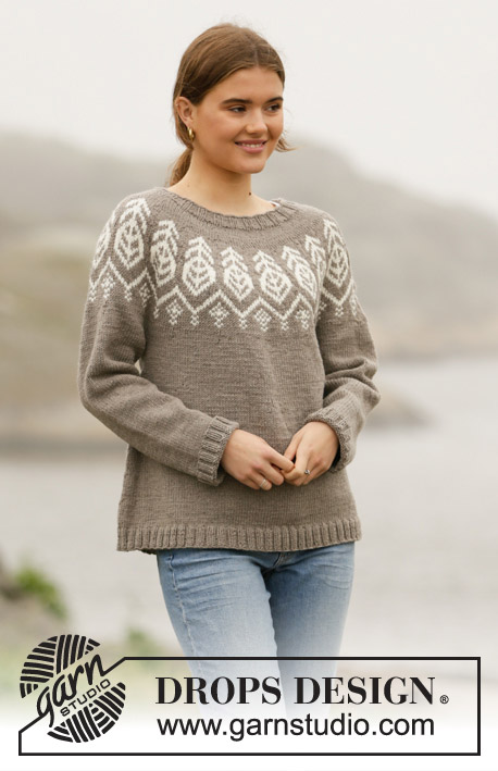 Mandal / DROPS 207-5 - Knitted jumper with round yoke and Nordic pattern in DROPS Merino Extra Fine. The piece is worked top down. Sizes S - XXXL.
