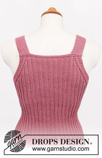Strawberry Summer / DROPS 211-18 - Knitted top in DROPS Safran. Piece is knitted bottom up with rib. Size: S - XXXL