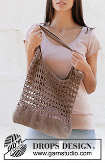 Eco Tote / DROPS 211-28 - Crocheted bag with lace pattern and double crochet groups in DROPS Bomull-Lin or DROPS Paris.